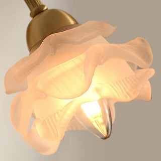 Copper petal glass retro wall lamp close-up — vintage sconce
