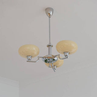 Designer medieval glass ceiling lamp — iron warm ambient