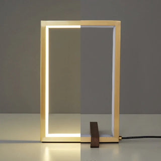 Walnut desk lamp copper wide — minimalist square design