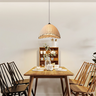 Adjustable modern pendant with soft linen drum shade