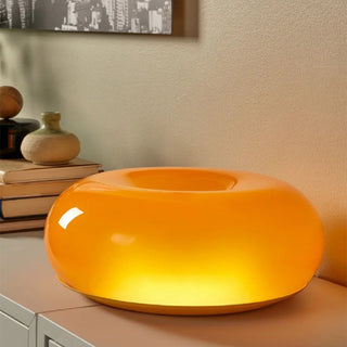 Cute orange donut LED dimmable glass table lamp