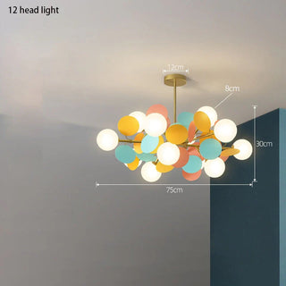 Iron flower glass chandelier multicolored creative pendant lamp