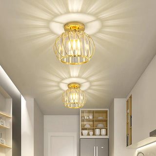 Glass iron hallway ceiling lamp luxury – semi-flush installed