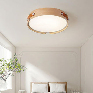 Wood round ceiling light with 3 color options, retro design