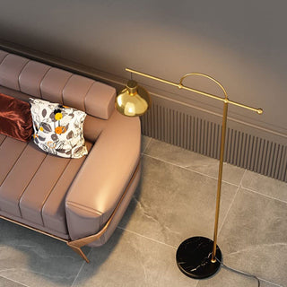 Modern black floor lamp illuminated — metal minimalist warm