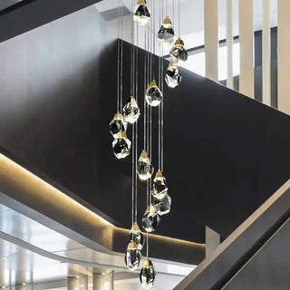 Pendant Light | Crystal Chandelier with Gold Finish & Warm Ambient Lighting