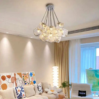 Designer Chandelier – Modern Frosted Glass Light With Soft Ambient LED Lighting