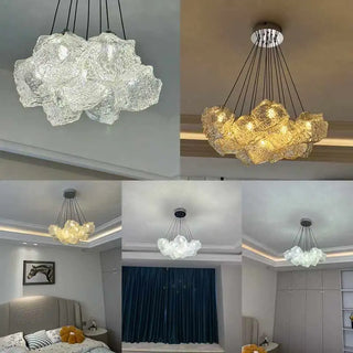 Designer Chandelier – Modern Frosted Glass Light With Soft Ambient LED Lighting