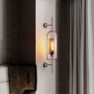 Golden ball glass globe bedside wall sconce detail — modern