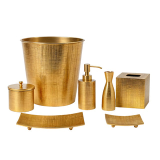gold solid brass luxury 7-piece bathroom accessories set jacquard finish front view