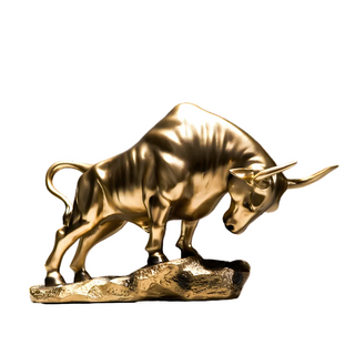 golden bull creative resin luxury home decor sculpture front view