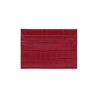 Crocodile Card Holder – Italian Leather Wallet With Embossed Green Pattern