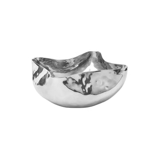 stainless steel bowl rikan polished hammered shell shape liquid metal finish 13.3 inch front view