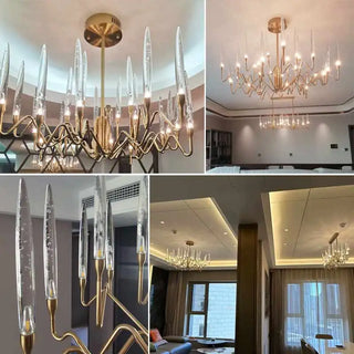 Feather Chandelier – Sculptural Delicate Shine Light Fixture for Elegant Interiors