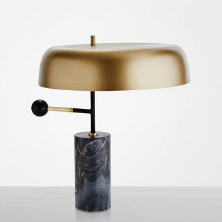Black marble lamp — tall metal gold shade interior