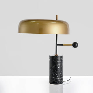 Modern gold shade lamp ambient — black metal marble base