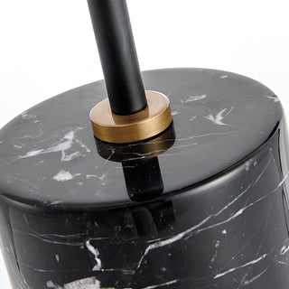 Tall black metal table lamp wide — marble gold warm