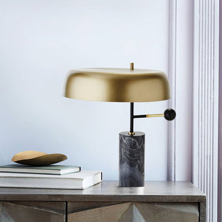 Modern black lamp side — tall metal marble base warm glow