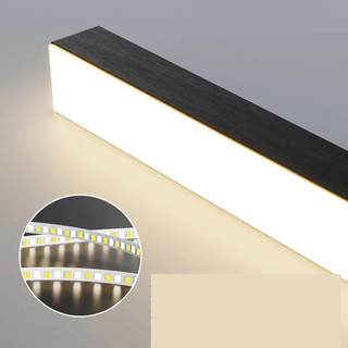 Contemporary Pendant Light – Adjustable Suspension Black Finish LED Lighting