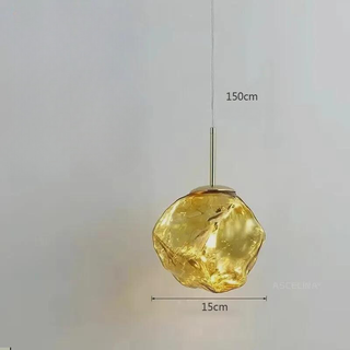 Aurora Nordica Pendant – Adjustable Height Suspension Light With Amber Glass Shade