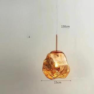 Aurora Nordica Pendant – Adjustable Height Suspension Light With Amber Glass Shade