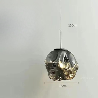 Aurora Nordica Pendant – Adjustable Height Suspension Light With Amber Glass Shade
