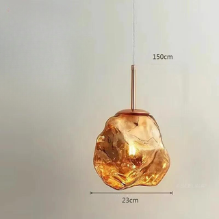 Aurora Nordica Pendant – Adjustable Height Suspension Light With Amber Glass Shade
