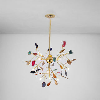 Luxury Nordic agate chandelier metal frame ceiling lamp