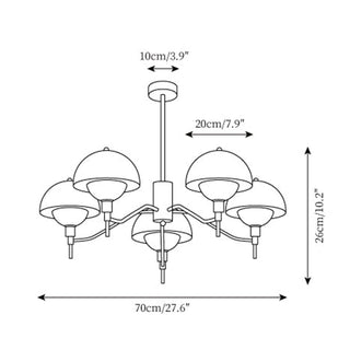 Modern cream mushroom chandelier detail — white elegant bedroom warm