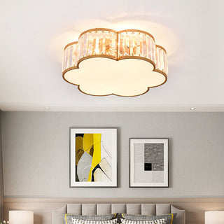 Antique ceiling lamp with iron frame and crystal, classic style