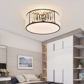 Classic vintage iron ceiling lamp with crystal details, elegant