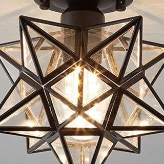 Semi-flush metal star ceiling fixture, modern dining light