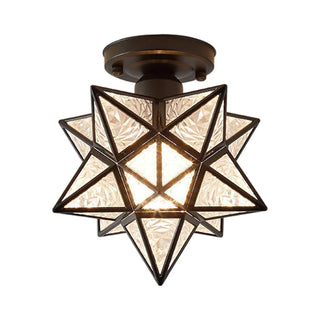 Metal Star Ceiling Light - Modern Semi-Flush Mount Mini Fixture for Dining Room
