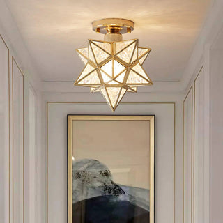 Star-shaped metal ceiling lamp, modern semi-flush dining fixture