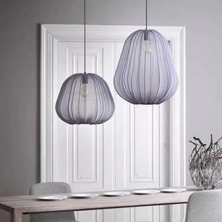 Fabric pendant close-up — modern soft light diffuser lamp