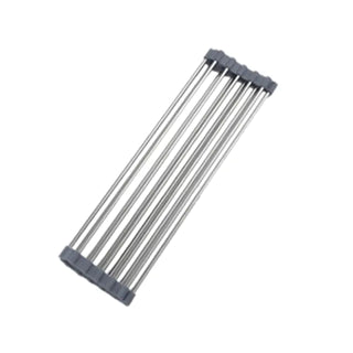 kitchen mat rack stainless steel sink drying rack silicone grip angle view