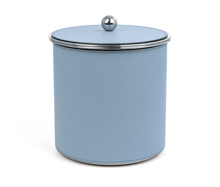 axel ice bucket elegant leather upholstery stainless steel strainer close-up
