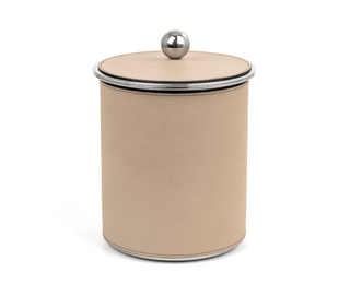 axel ice bucket elegant leather upholstery stainless steel strainer front view