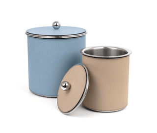 axel ice bucket elegant leather upholstery stainless steel strainer set view