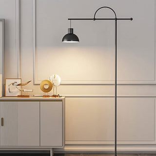 Black minimalist metal lamp setting — modern wide view
