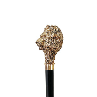 24K gold handle black beechwood handmade Italian luxury walking cane side view