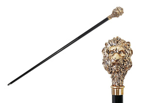 24K gold handle black beechwood handmade Italian luxury walking cane front view