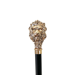 24K gold handle black beechwood handmade Italian luxury walking cane close-up