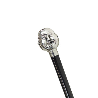 Silver plated 925 handle black beechwood gift box Italian luxury walking cane side view