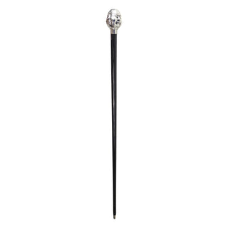 Silver plated 925 handle black beechwood gift box Italian luxury walking cane close-up