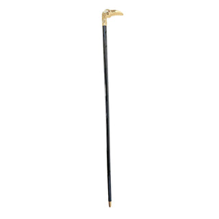 Toucan handle 24K gold plated brass black beechwood Italian luxury walking cane close-up