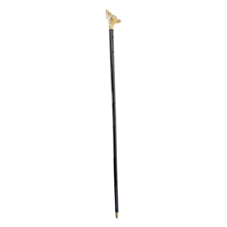 Fox handle 24K gold plated black beechwood handmade Italian walking stick close-up