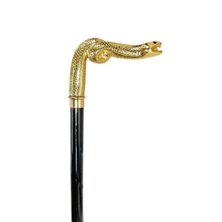 24K gold snake handle elegant men's Italian luxury walking cane side view
