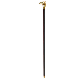 Camel handle brown beechwood 24K gold brass tip Italian luxury walking cane handle detail