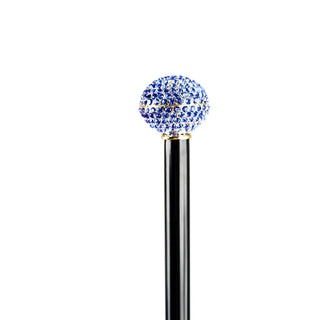 24K gold sapphire handle collectible Italian luxury walking cane side view
